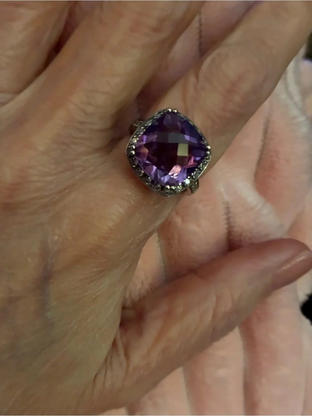 Purple Cushion-Cut Gemstone Ring - Women Jewelry